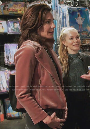 Luann's pink velvet moto jacket on The Real Housewives of New York City