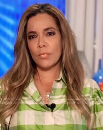 Sunny's green check puff sleeve top on The View