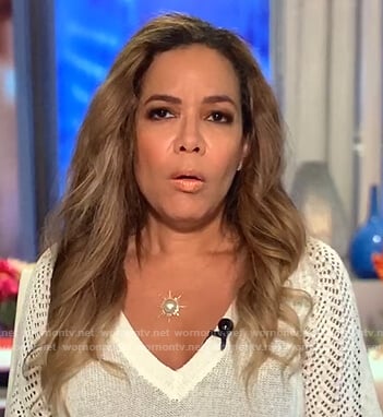 Sunny's white lace sleeve sweater on The View