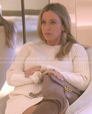 Teddi's white ribbed knit dress on The Real Housewives of Beverly Hills