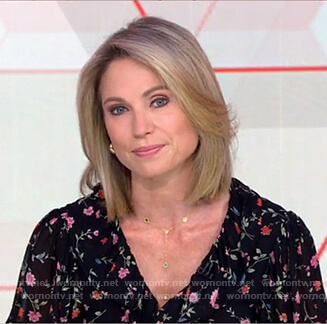 Amy's black floral top on Good Morning America
