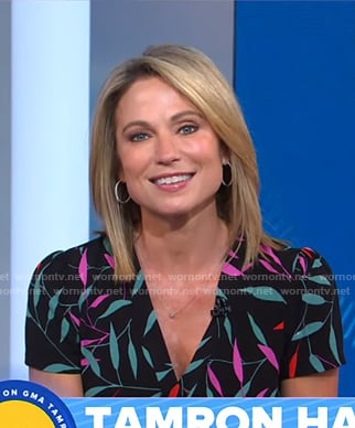Amy's black print v-neck dress on Good Morning America