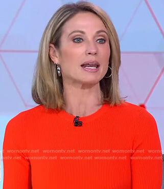 Amy's orange ribbed dress on Good Morning America