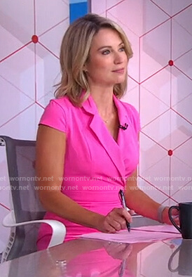 Amy's pink short sleeve surplice dress on Good Morning America