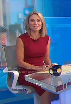 Amy's red suede sheath dress on Good Morning America