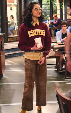 Ashley's brown check cropped pants on The Expanding Universe of Ashley Garcia