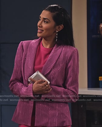 Ava Page's purple marble blazer on The Expanding Universe of Ashley Garcia