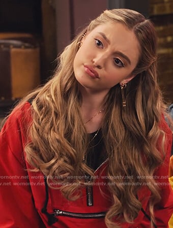 Brooke's red zipper pocket hoodie on The Expanding Universe of Ashley Garcia