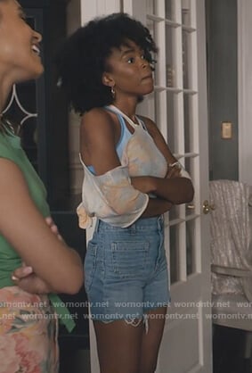 Zora's denim pocket front shorts on Greenleaf