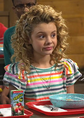 Destiny's multicolor striped ruffle tee on Bunkd