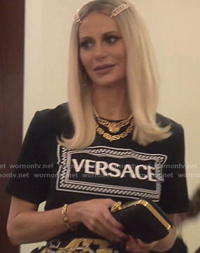 Dorit's black Versace print tee on The Real Housewives of Beverly Hills