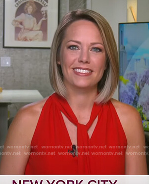 Dylan's red tie neck sleeveless top on Today