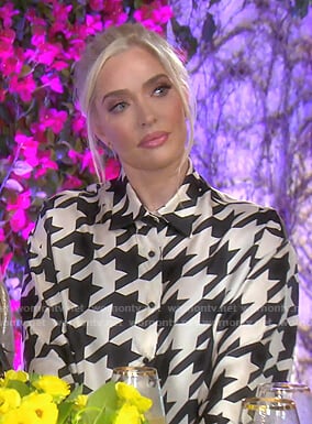 Erika's houndstooth print blouse on The Real Housewives of Beverly Hills