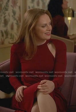 Eva's red cutout dress on The Bold Type