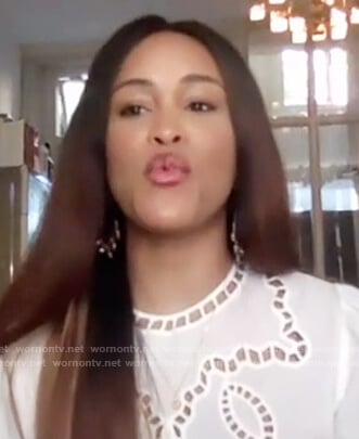 Eve's white eyelet top on The Talk