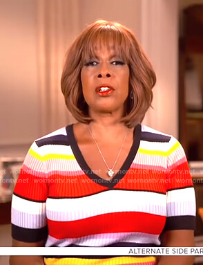 Gayle's striped ribbed knit top on CBS This Morning