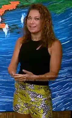 Ginger's black cutout top and floral shorts on Good Morning America