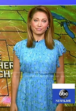 Ginger's blue floral flutter sleeve dress on Good Morning America