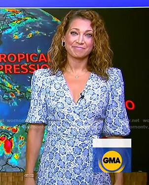 Ginger's blue floral wrap dress on Good Morning America