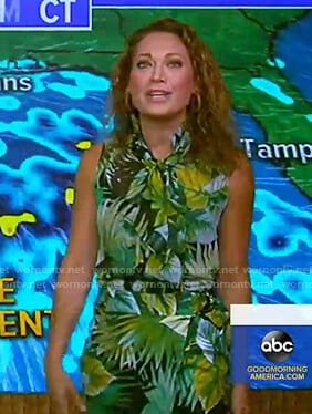 Ginger's green tropical print top and skirt on Good Morning America