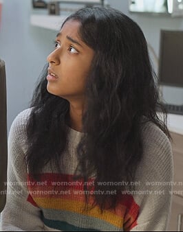 Devi's striped sweater on Never Have I Ever