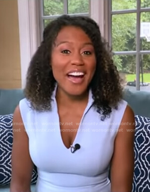 Janai's light blue v-neck sheath dress on Good Morning America