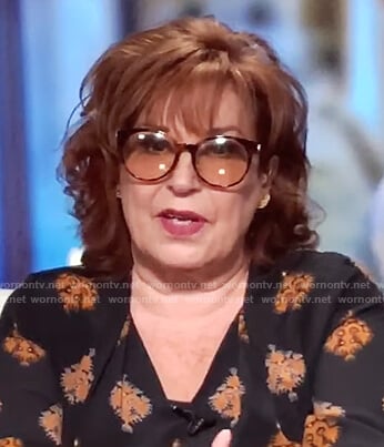 Joy's black printed blouse on The View