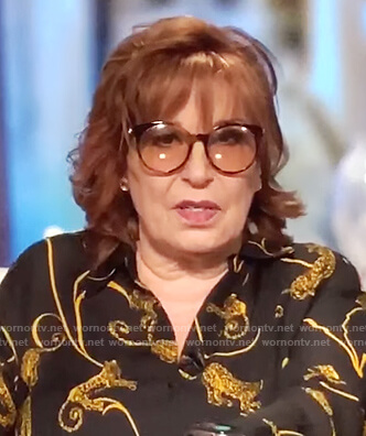 Joy's black tiger print blouse on The View