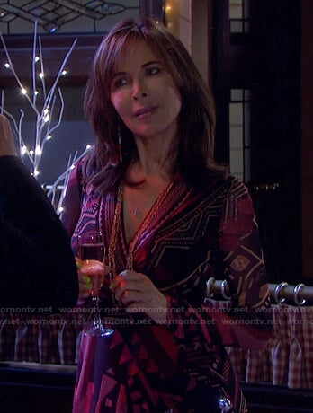 Kate's geometric wrap dress on Days of our Lives