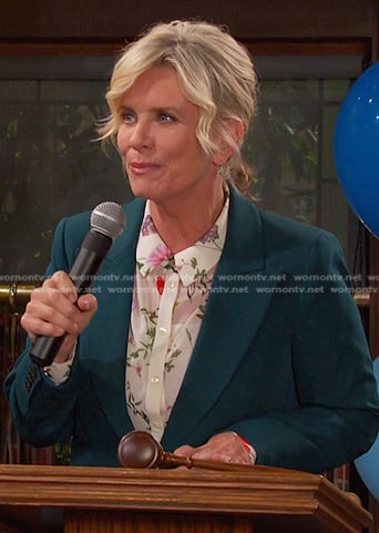Kayla's white floral blouse on Days of our Lives