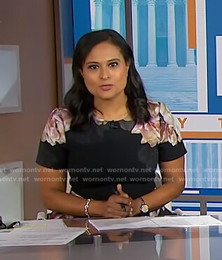Kristen Welker's black floral short sleeve dress on Today