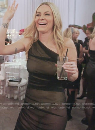 Leah's black sheer one shoulder dress on The Real Housewives of New York City