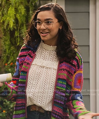 Ashley's eyelet top and crocket sweater on The Expanding Universe of Ashley Garcia