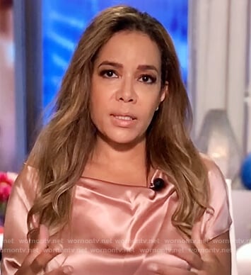 Sunny's pink satin drape blouse on The View