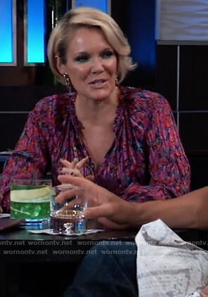 Ava's floral pleated blouse on General Hospital