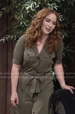 Mariah's green safari shirtdress on The Young and the Restless