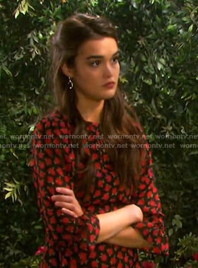 Paige's black and red floral dress on Days of our Lives