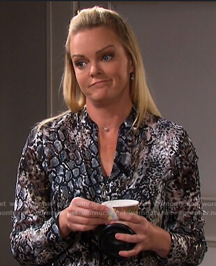 Belle's snake print blouse on Days of our Lives
