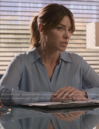 Chloe's blue striped blouse on Lucifer