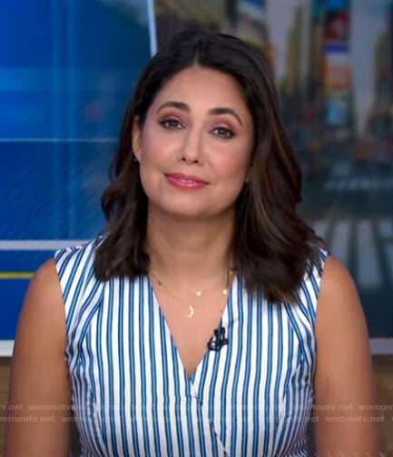 Cecilia's blue striped wrap dress on Good Morning America