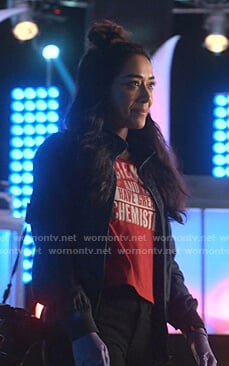 Ella's red Science And I Have Great Chemistry tee on Lucifer