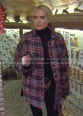 Erika's plaid tweed coat on The Real Housewives of Beverly Hills