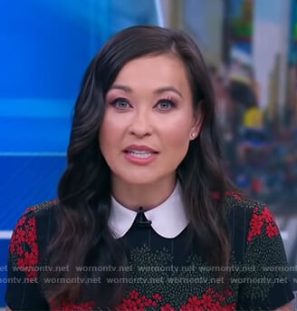 Eva's black floral collared dress on Good Morning America
