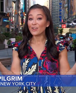 Eva Pilgrim's blue floral dress on Good Morning America