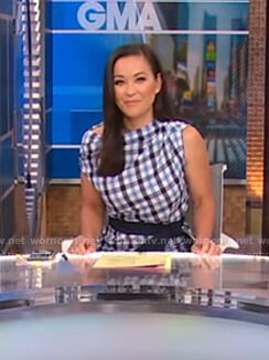 Eva Pilgrim's asymmetrical checked dress on Good Morning America