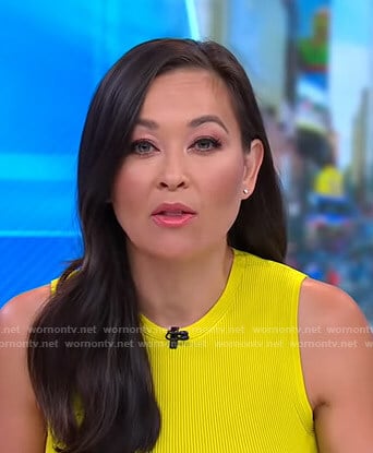 Eva's yellow ribbed sleeveless top on Good Morning America