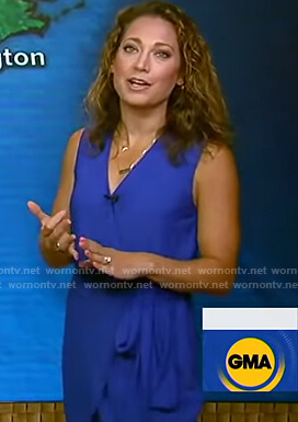 Ginger's blue sleeveless wrap dress on Good Morning America