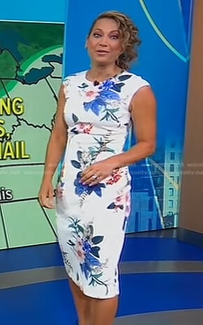 Ginger's white floral cap sleeve dress on Good Morning America