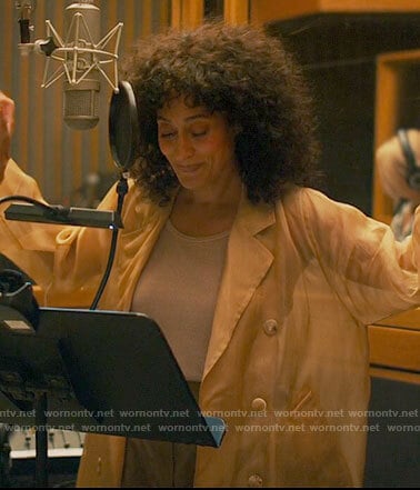 Grace's sheer trench coat on The High Note