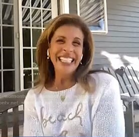 Hoda's white Beach knit sweater on E! News Daily Pop